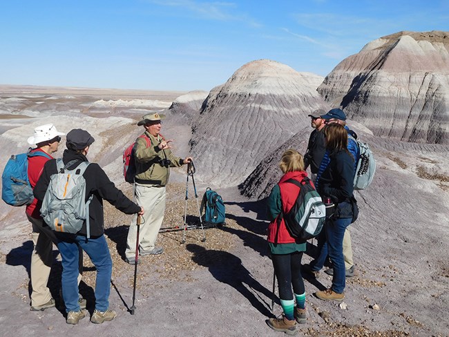 Volunteer Matt guides a Historic Blue Forest Trail hike.