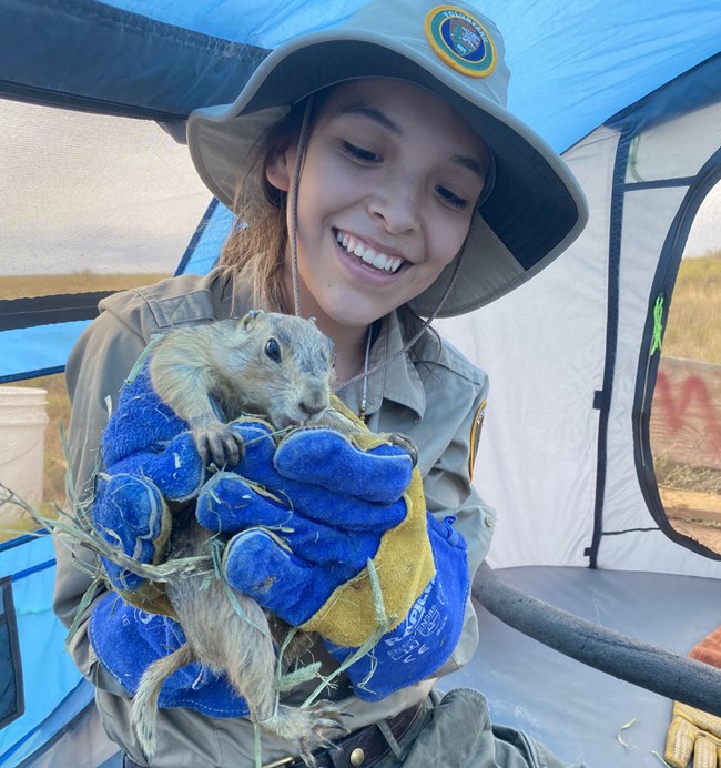 Intern with a prarie dog