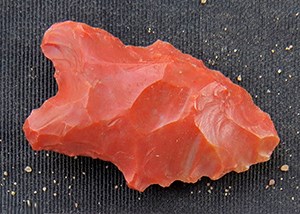 red Petrified Wood Point with jagged edge