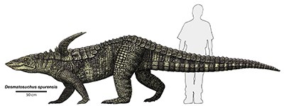 illustration of large reptile with spikes on shoulders