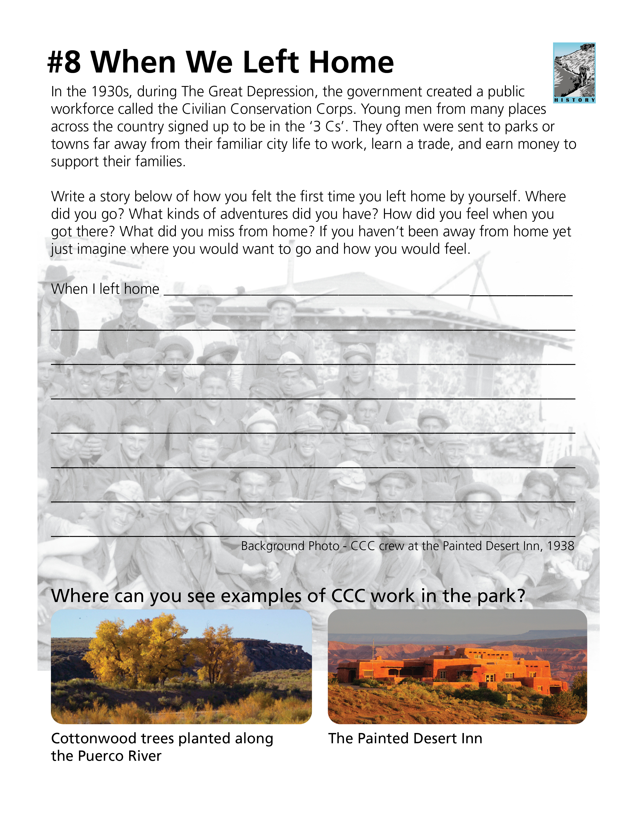 Junior Ranger book page with images and text