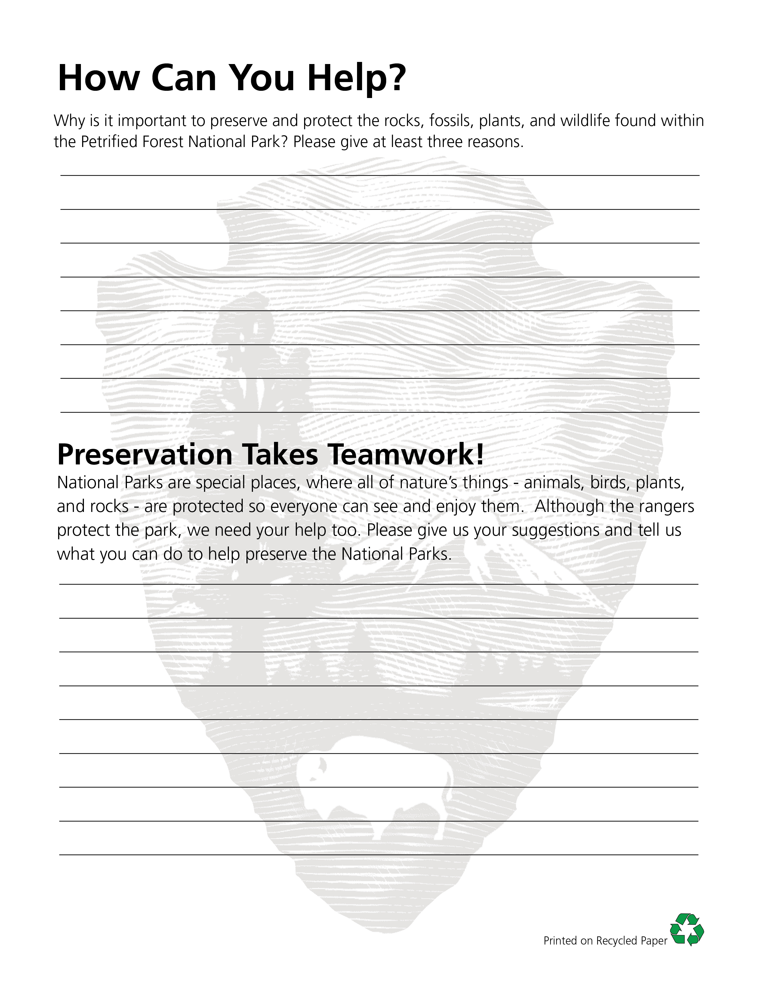 Junior Ranger book page with images and text