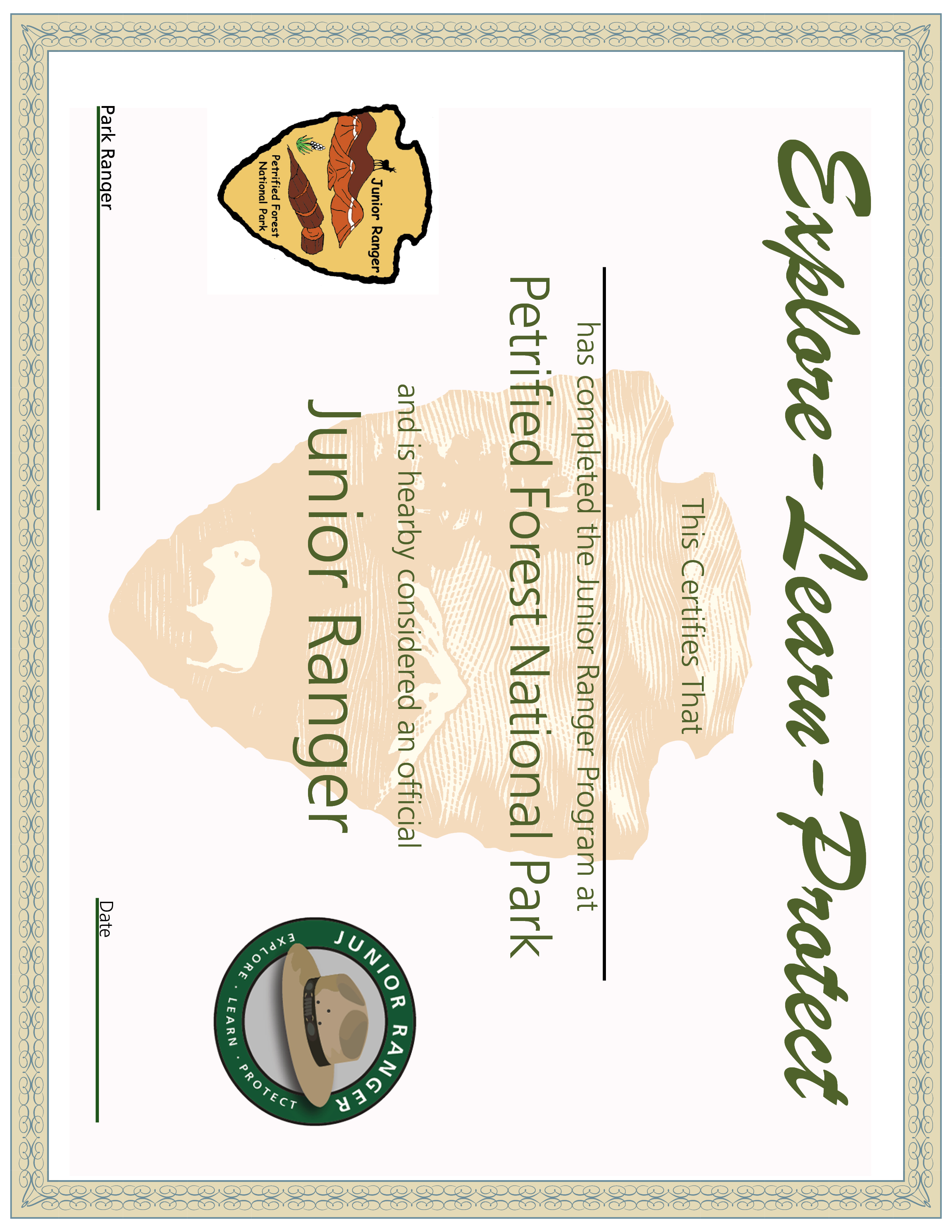 Junior Ranger book page with images and text