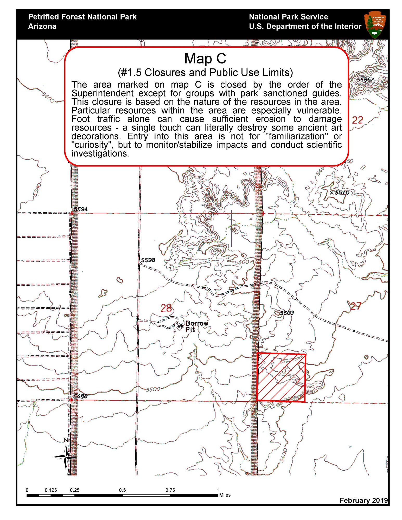 Topographic map of part of the park