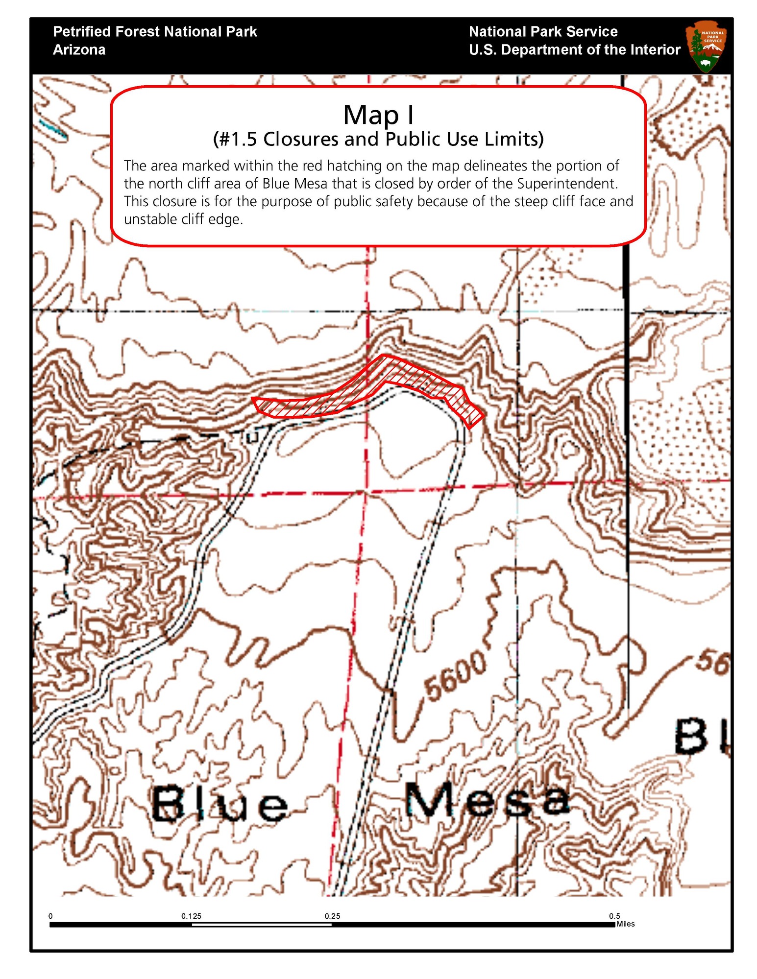 Topographic map of part of the park