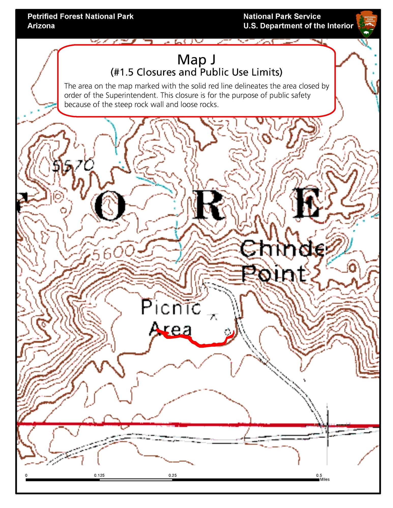 Topographic map of part of the park