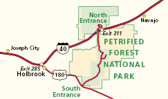 Area Map of Petrified Forest NP