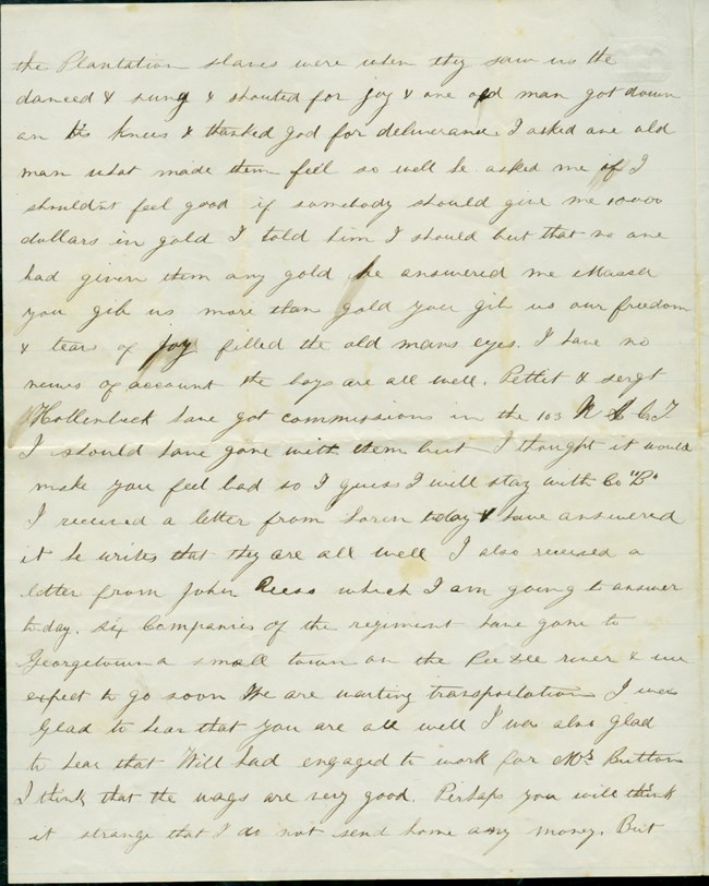 Handwritten letter in ink