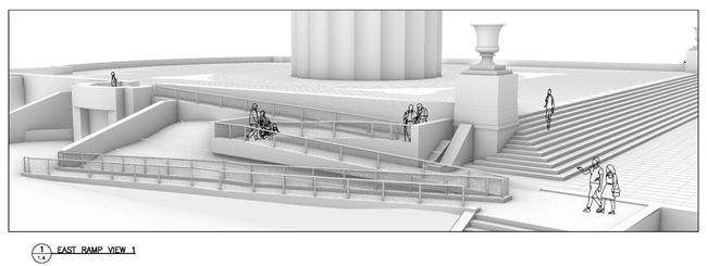 Design concept of accessibility ramp for rehabilitation project for the lower plaza