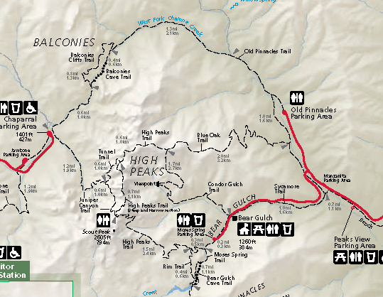 2020 Pinnacles National Park Map - Cropped