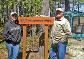 Campground Hosts Doug and Cindy at Twelvemile Beach Campground, June 2014.