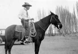 Moccasin Tom on a horse
