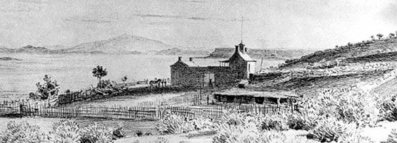 1885 sketch of Pipe Spring made by Frenchman Albert Tissandier.