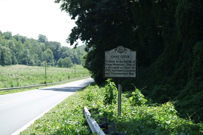 Cane Creek historic marker along the highway
