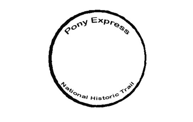 Trail name in black, small text, on the inside of a black circle.