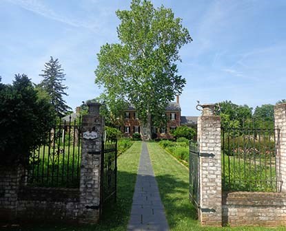 Historic Chatham Manor sits behind fields of gardens