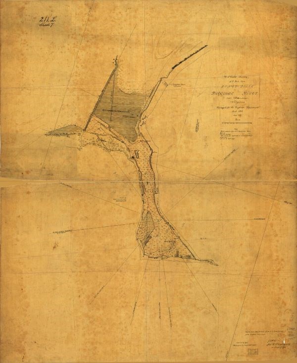 Brown paper map with a drawing of a skinny parcel of land