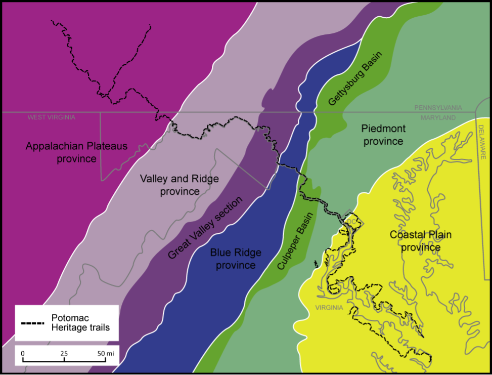 Figure displaying mid-atlantic physiographic provinces of PHT corridor