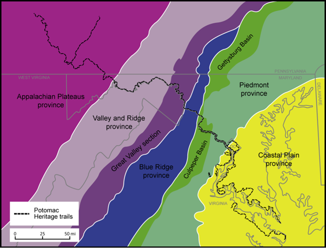Figure displaying mid-atlantic physiographic provinces of PHT corridor