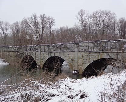 Aqueduct along the C&O Canal with snow