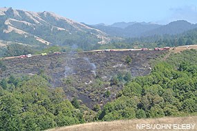 Fire on Bolinas Ridge near the Jewell Trail junction on July 23, 2012, at 3:22 pm.