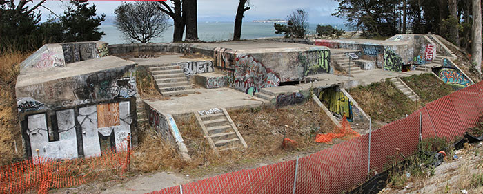 Battery Sherwood as it appears during construction of the Presidio Parkway.