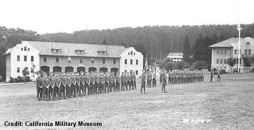 Troops performing a ceremony at Fort Scott