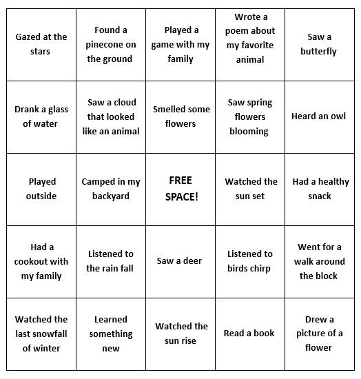 Fun at Home Bingo Board
