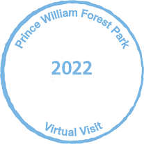 Round Stamp with the words Prince William Forest Park 2022 Virtual Visit
