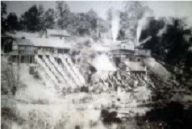 Historic photo of the Cabin Branch Pyrite Mine in operation