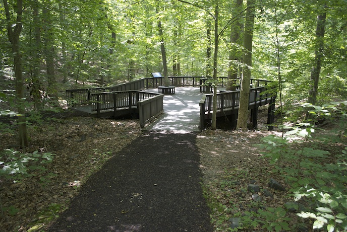 Trail made out of recycled rubber tires.