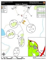 Small Map of Cabin Camp 4 buildings, trails, and parking