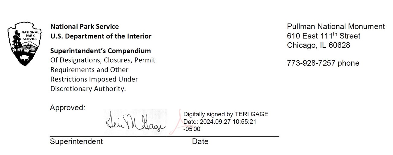 Compendium header showing superintendent signature and effective date