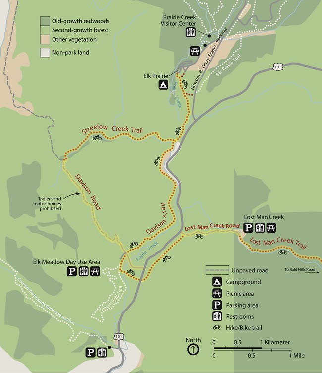 Map of bike trails around Elk Meadow Day Use Area