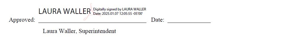 Image of the digital signature of Superintendent Laura Waller on the Superintendents Compendium.