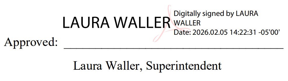 Image of the digital signature of Superintendent Laura Waller on the Superintendents Compendium.