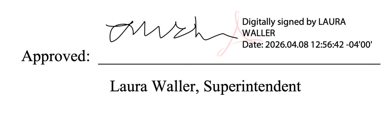 Image of the digital signature of Superintendent Laura Waller on the Superintendents Compendium.