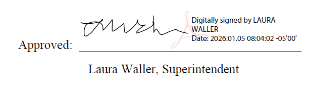 Image of the digital signature of Superintendent Laura Waller on the Superintendents Compendium.