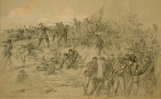 Line drawing of the battle of Cold Harbor.