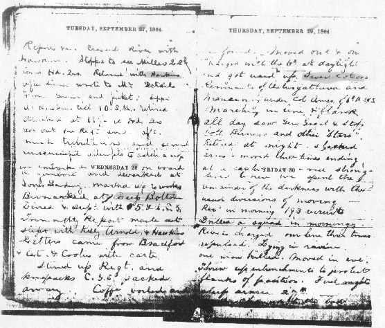 Scanned page from Christian Fleetwood's diary.