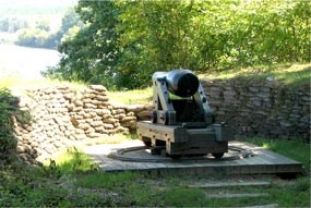 Large cannon overlooking the James River at Drewry's Bluff.