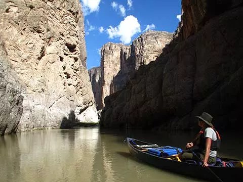 Park Ranger floating through Mariscal Canyon
