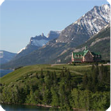 Prince of Wales hotel sits on mountainside in Waterton.