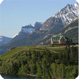 Prince of Wales hotel sits on mountainside in Waterton.