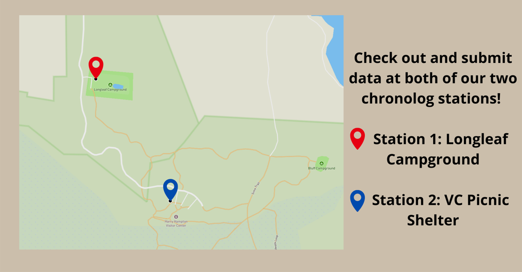 Map showing locations of Chronolog stations.