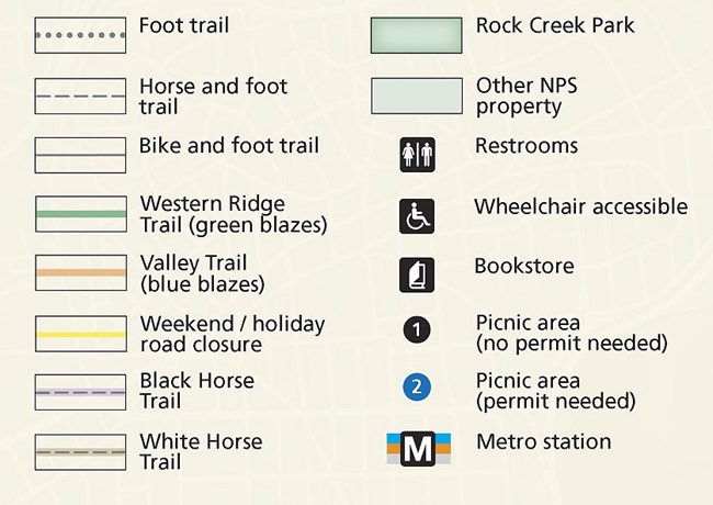 Key for the Rock Creek Park  brochure map