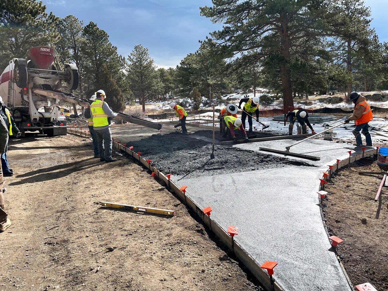 Working to Pour Concrete for New Accessible Campsite