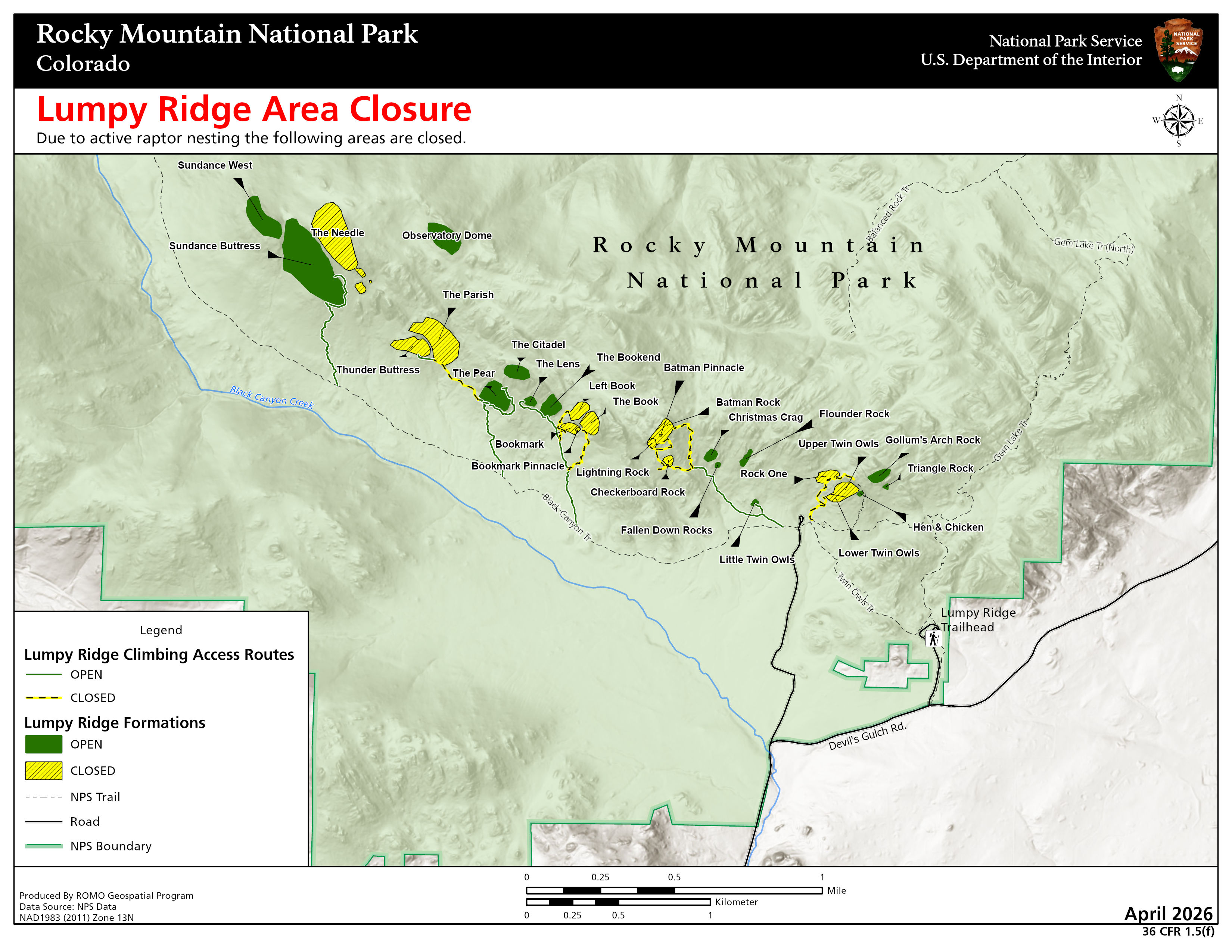 Lumpy Ridge Closure Map