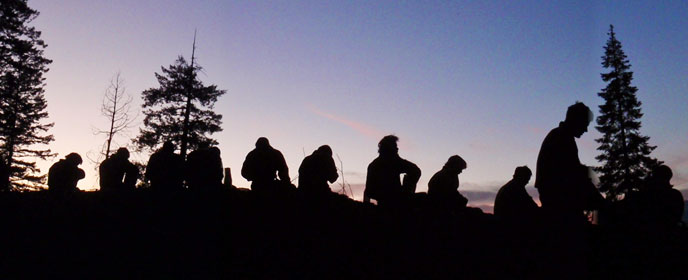 Alpine Hotshots in evening silhouette