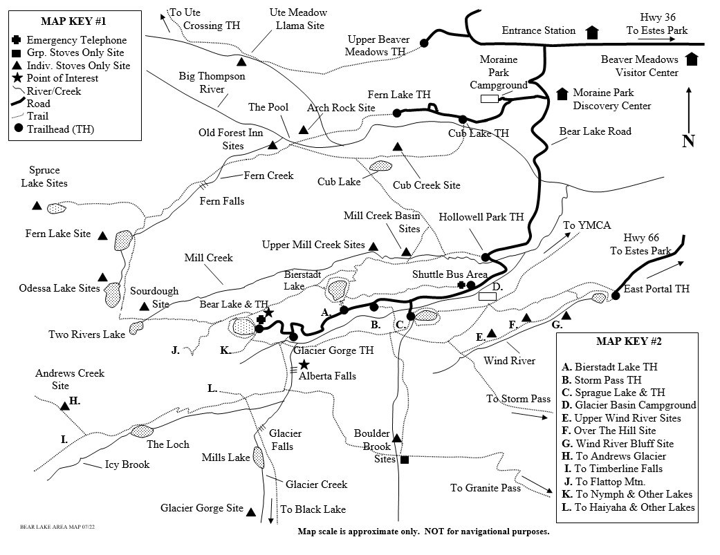 Bear Lake Area Map - Rocky Mountain National Park (U.S. National Park ...